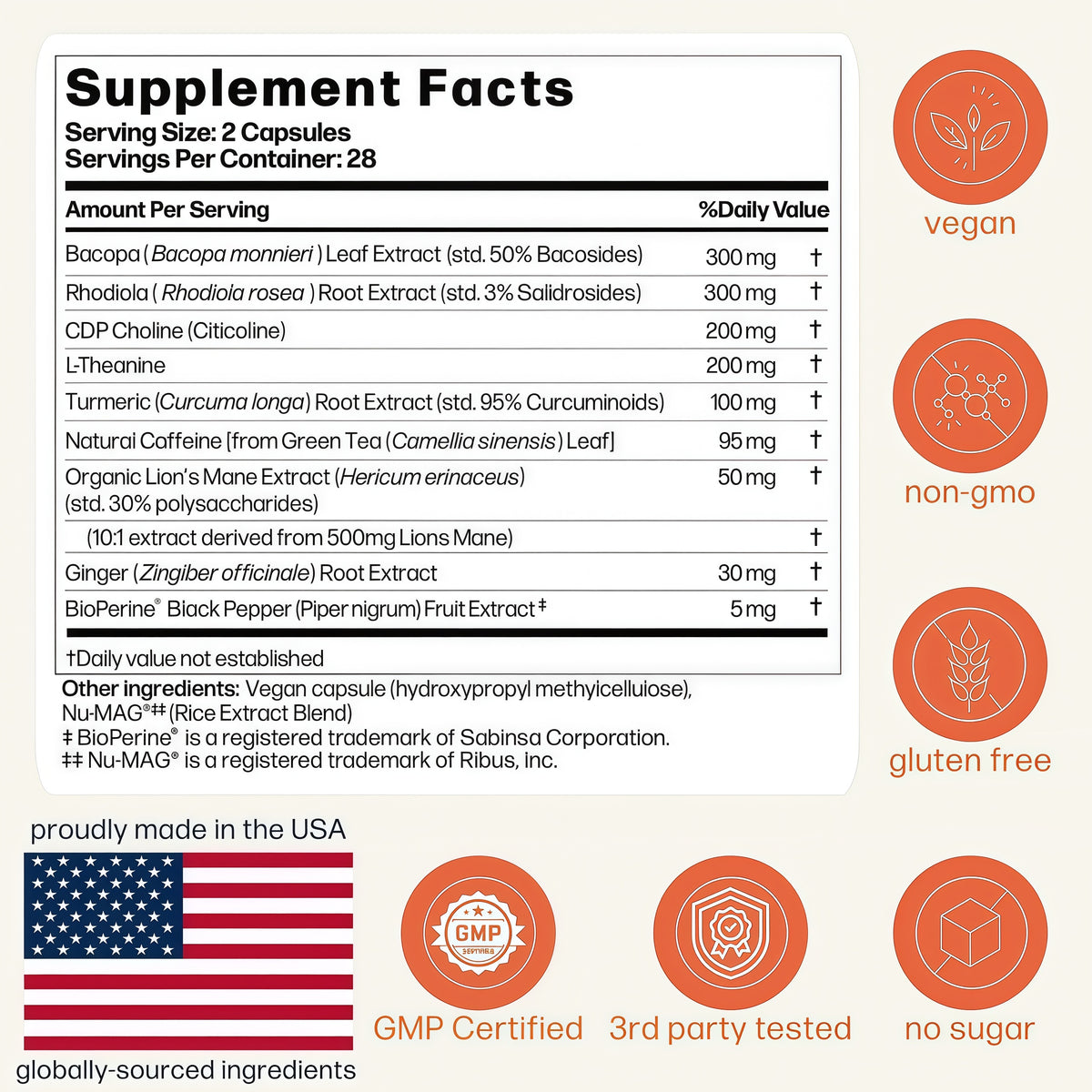 Avantera Elevate Premium Nootropic Supplement - Beat Brain Fog - Best Focus Supplements for Memory & Focus Support - Energy Without Crash - 56 Count Pills for Women & Men*